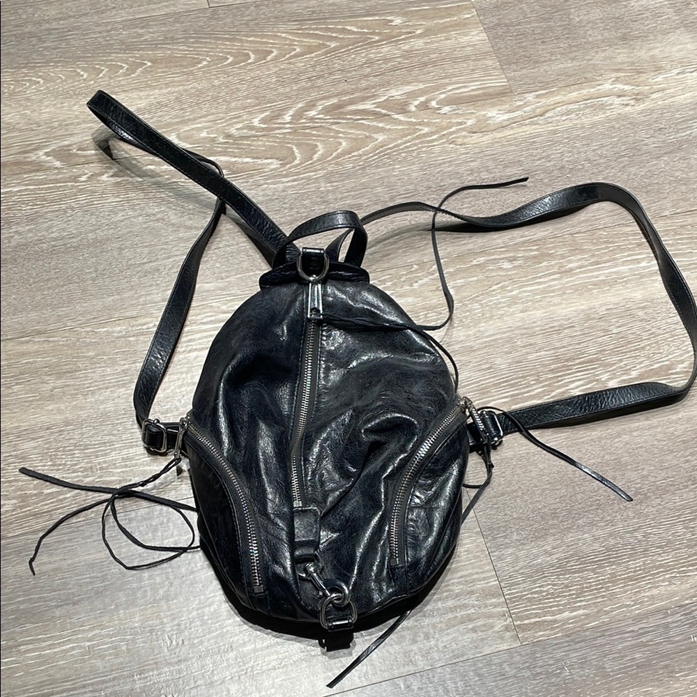Black Leather Women's Mini Backpack